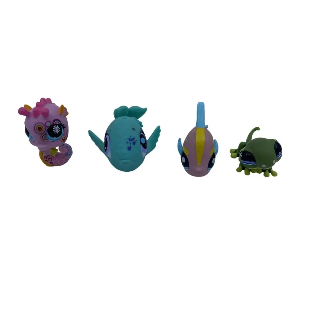Littlest Pet Shop LPS Aquatic Animals Lot of 4 Seahorse Whale Angelfish Gecko